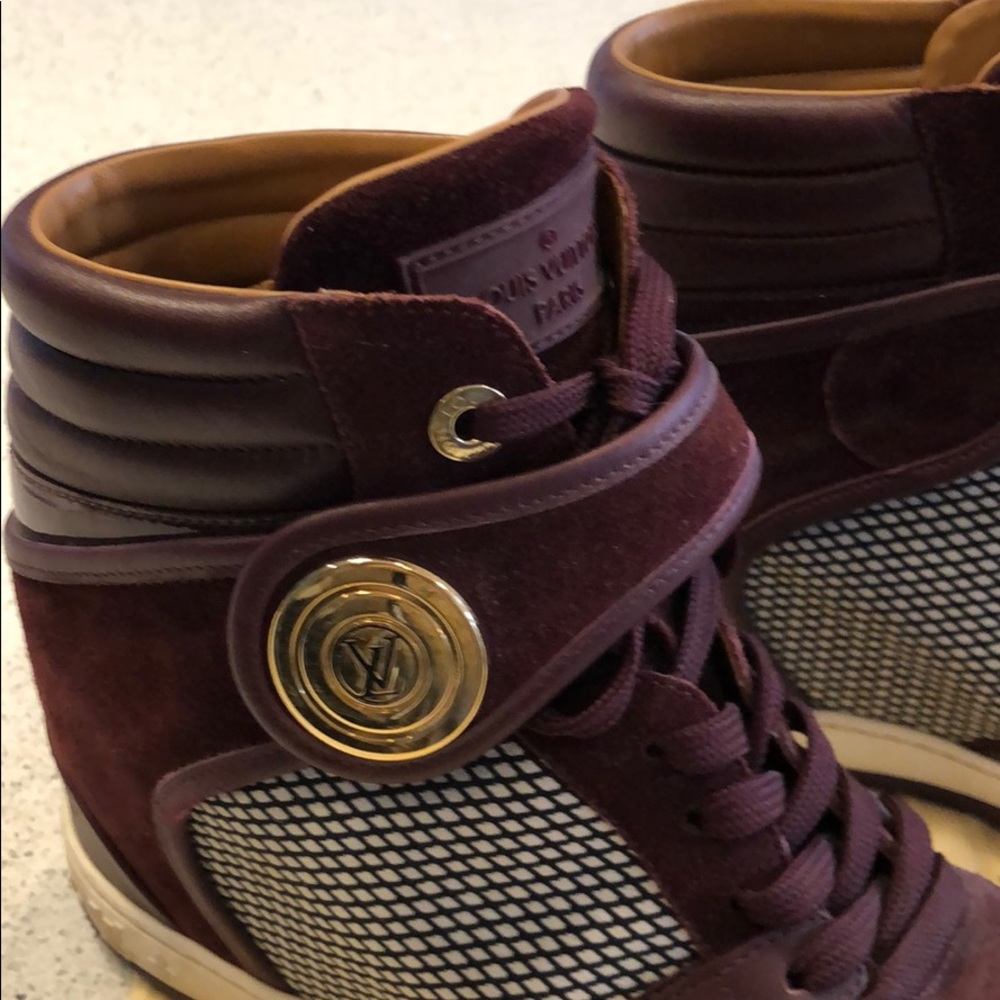 LV Leather/ suede High-Top Wedge Sneakers - Picture 2 of 6